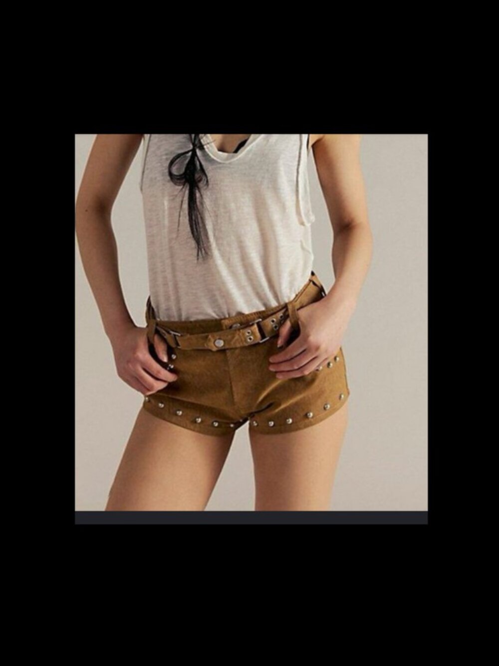 We the Free The Cool Kid Vegan Suede Micro Shorts Tan Studded Sz 8 Western Mini
